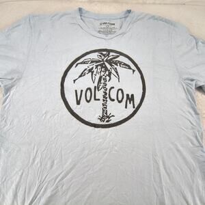 Volcom Crew Neck Short Sleeve Graphic T Shirt Mens Size Large L Blue Black